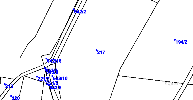 Parcela st. 217 v KÚ Vlčkovice u Mladkova, Katastrální mapa