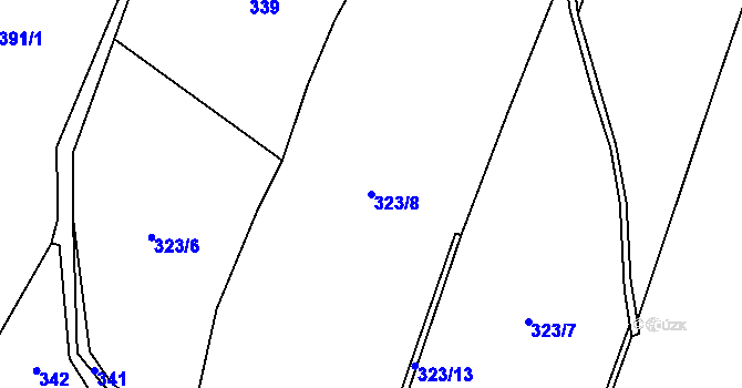 Parcela st. 323/8 v KÚ Vlčkovice u Mladkova, Katastrální mapa