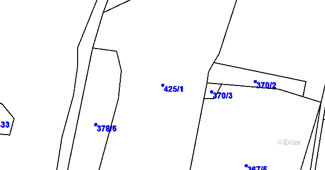Parcela st. 425/1 v KÚ Vlčkovice u Mladkova, Katastrální mapa