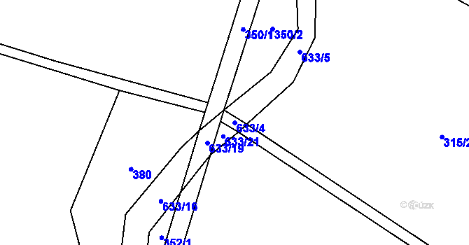 Parcela st. 633/4 v KÚ Vlčkovice u Mladkova, Katastrální mapa