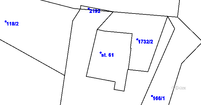 Parcela st. 61 v KÚ Dolní Vlčkovice, Katastrální mapa