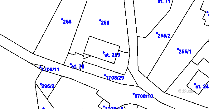 Parcela st. 70 v KÚ Dolní Vlčkovice, Katastrální mapa