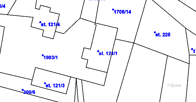 Parcela st. 121/1 v KÚ Dolní Vlčkovice, Katastrální mapa