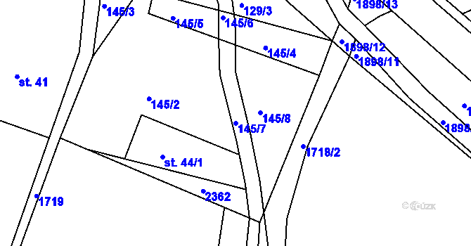 Parcela st. 145/7 v KÚ Dolní Vlčkovice, Katastrální mapa