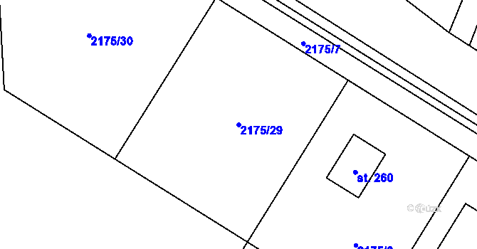 Parcela st. 2175/29 v KÚ Dolní Vlčkovice, Katastrální mapa