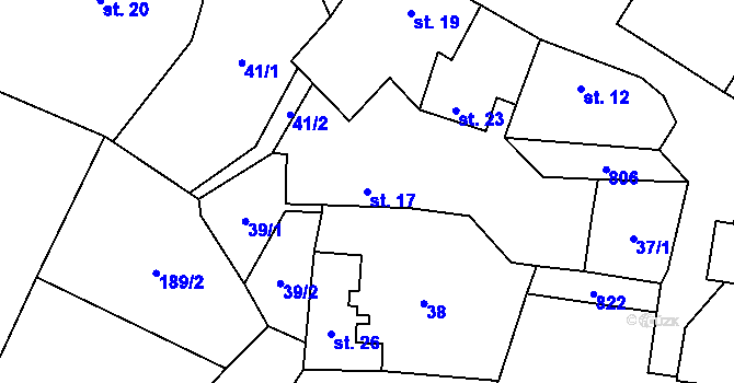 Parcela st. 17 v KÚ Vlčnov u Zavlekova, Katastrální mapa