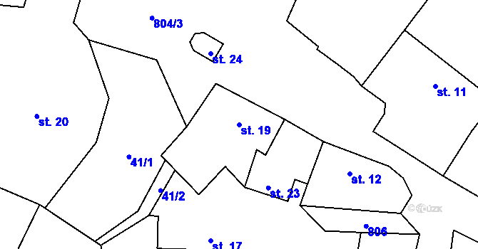 Parcela st. 19 v KÚ Vlčnov u Zavlekova, Katastrální mapa