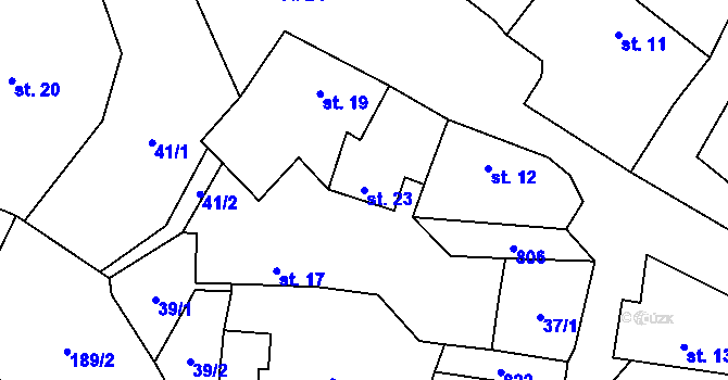 Parcela st. 23 v KÚ Vlčnov u Zavlekova, Katastrální mapa