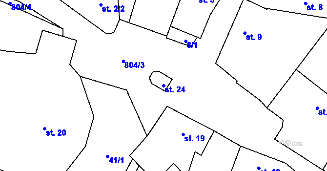 Parcela st. 24 v KÚ Vlčnov u Zavlekova, Katastrální mapa