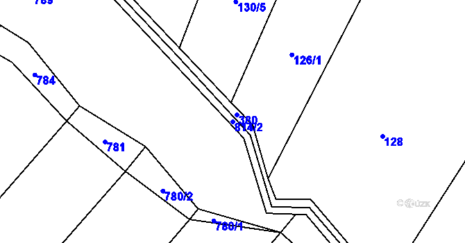 Parcela st. 814/2 v KÚ Vlčnov u Zavlekova, Katastrální mapa