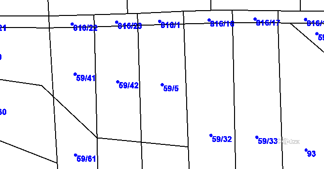 Parcela st. 59/5 v KÚ Vlčnov u Zavlekova, Katastrální mapa