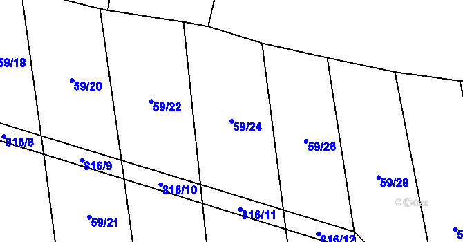 Parcela st. 59/24 v KÚ Vlčnov u Zavlekova, Katastrální mapa