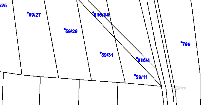 Parcela st. 59/31 v KÚ Vlčnov u Zavlekova, Katastrální mapa