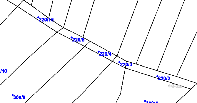 Parcela st. 220/4 v KÚ Vlčnov u Zavlekova, Katastrální mapa