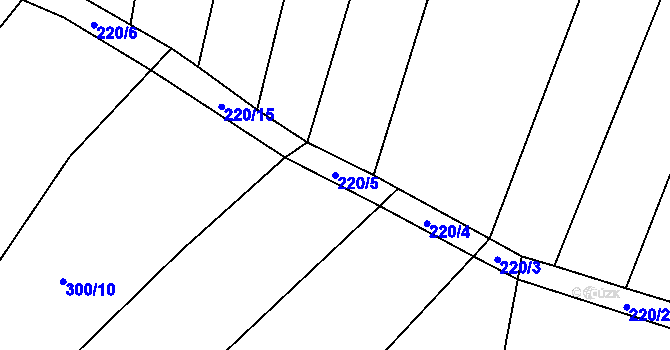 Parcela st. 220/5 v KÚ Vlčnov u Zavlekova, Katastrální mapa
