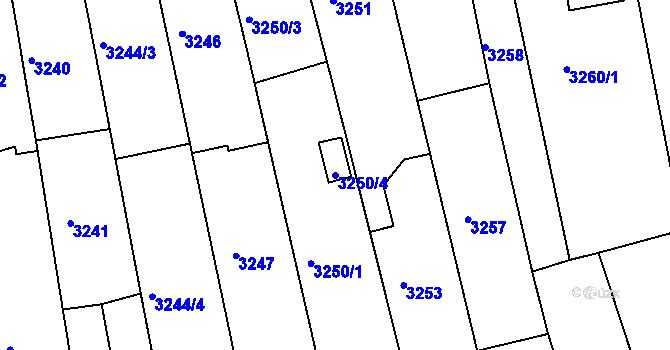 Parcela st. 3250/4 v KÚ Vlčnov, Katastrální mapa