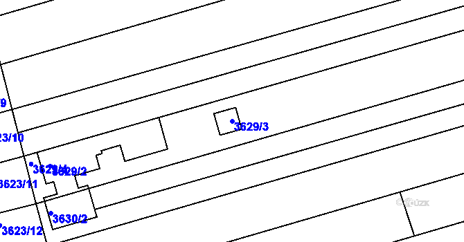 Parcela st. 3629/3 v KÚ Vlčnov, Katastrální mapa