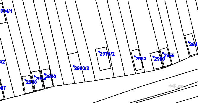 Parcela st. 2976/2 v KÚ Vlčnov, Katastrální mapa