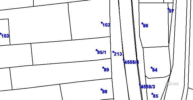 Parcela st. 95/1 v KÚ Vlčnov, Katastrální mapa