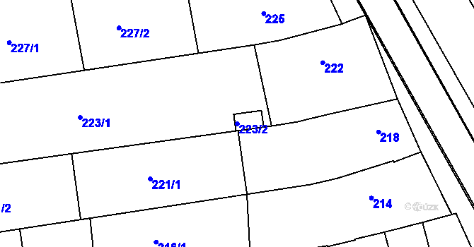 Parcela st. 223/2 v KÚ Vlčnov, Katastrální mapa