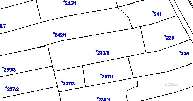 Parcela st. 239/1 v KÚ Vlčnov, Katastrální mapa