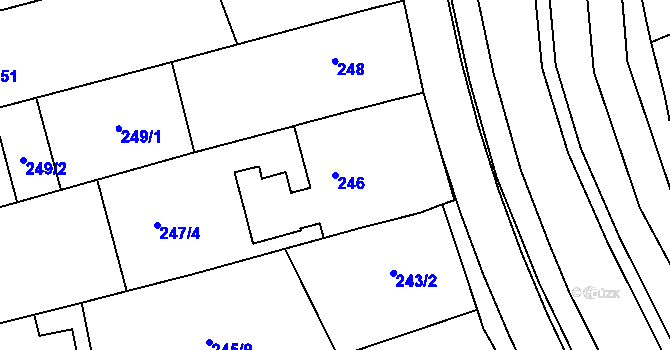 Parcela st. 246 v KÚ Vlčnov, Katastrální mapa