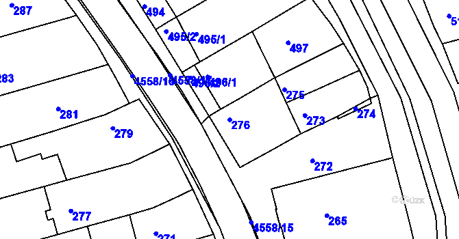 Parcela st. 276 v KÚ Vlčnov, Katastrální mapa
