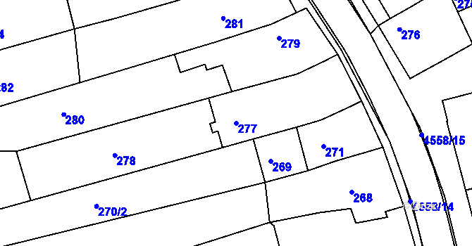 Parcela st. 277 v KÚ Vlčnov, Katastrální mapa