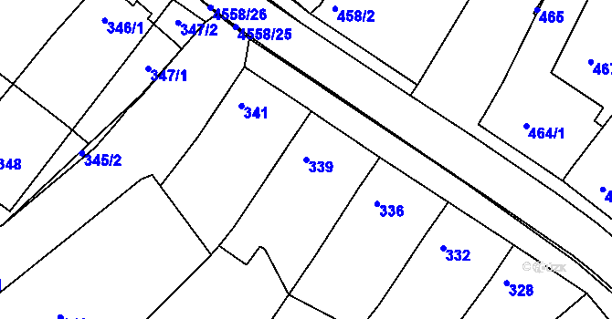 Parcela st. 339 v KÚ Vlčnov, Katastrální mapa
