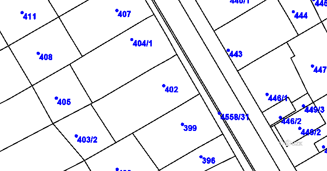 Parcela st. 402 v KÚ Vlčnov, Katastrální mapa