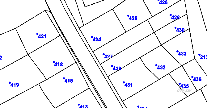 Parcela st. 427 v KÚ Vlčnov, Katastrální mapa