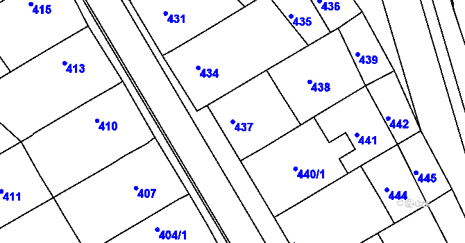 Parcela st. 437 v KÚ Vlčnov, Katastrální mapa