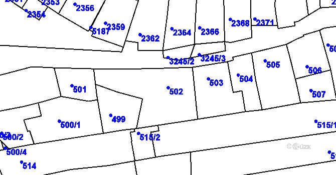 Parcela st. 502 v KÚ Vlčnov, Katastrální mapa