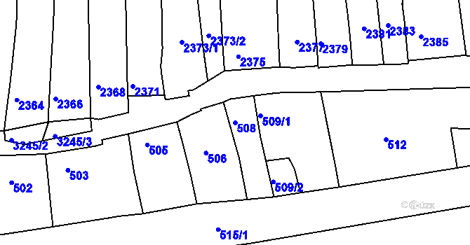 Parcela st. 508 v KÚ Vlčnov, Katastrální mapa