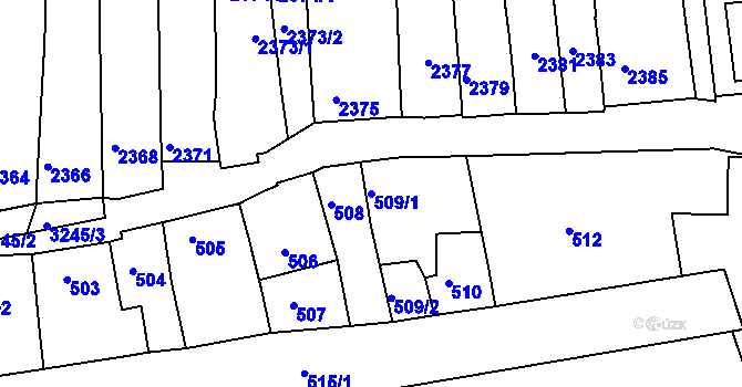 Parcela st. 509/1 v KÚ Vlčnov, Katastrální mapa