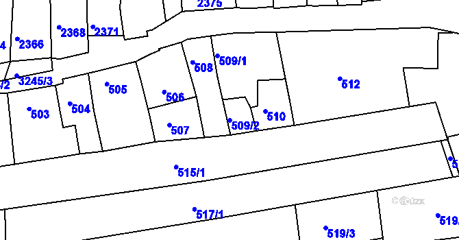Parcela st. 509/2 v KÚ Vlčnov, Katastrální mapa