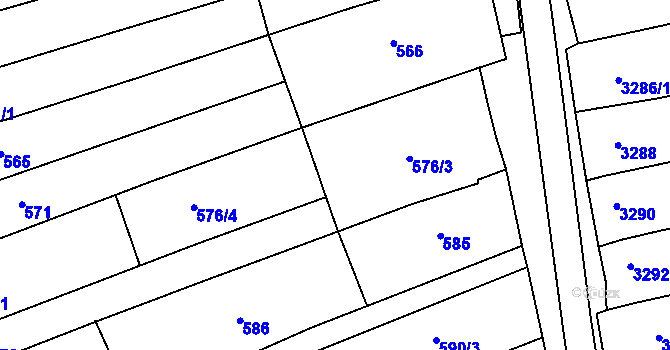 Parcela st. 576/2 v KÚ Vlčnov, Katastrální mapa