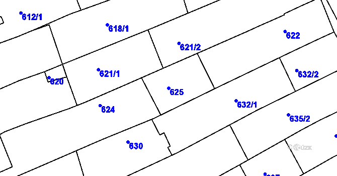 Parcela st. 625 v KÚ Vlčnov, Katastrální mapa