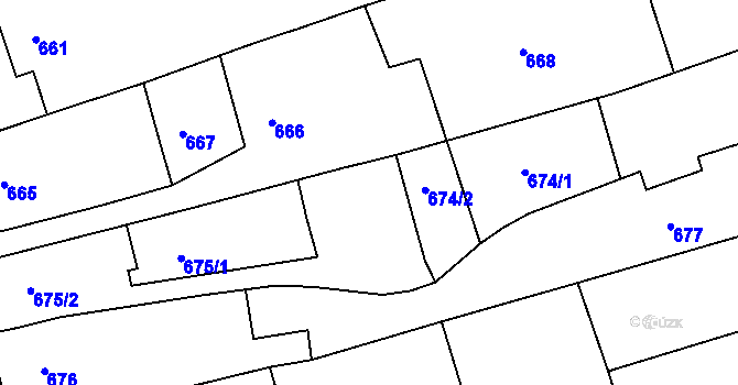 Parcela st. 671 v KÚ Vlčnov, Katastrální mapa