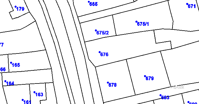 Parcela st. 676 v KÚ Vlčnov, Katastrální mapa