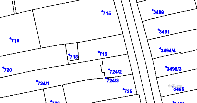 Parcela st. 719 v KÚ Vlčnov, Katastrální mapa