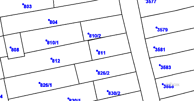 Parcela st. 811 v KÚ Vlčnov, Katastrální mapa