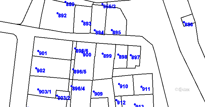 Parcela st. 899 v KÚ Vlčnov, Katastrální mapa