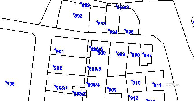 Parcela st. 900 v KÚ Vlčnov, Katastrální mapa