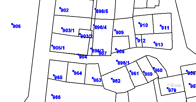 Parcela st. 907 v KÚ Vlčnov, Katastrální mapa