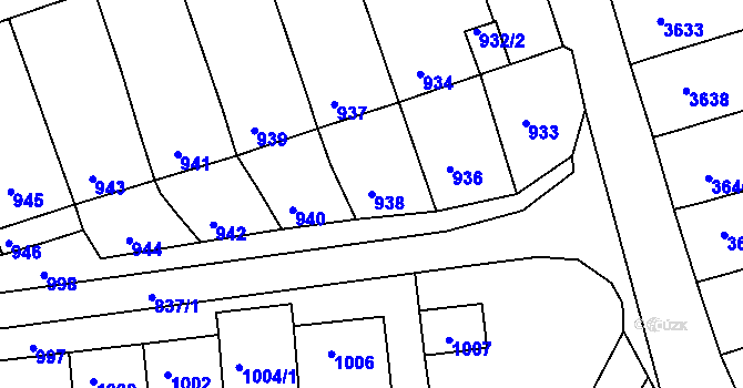 Parcela st. 938 v KÚ Vlčnov, Katastrální mapa
