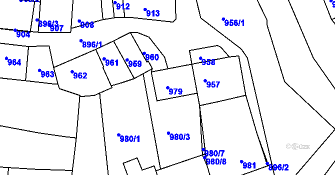 Parcela st. 979 v KÚ Vlčnov, Katastrální mapa