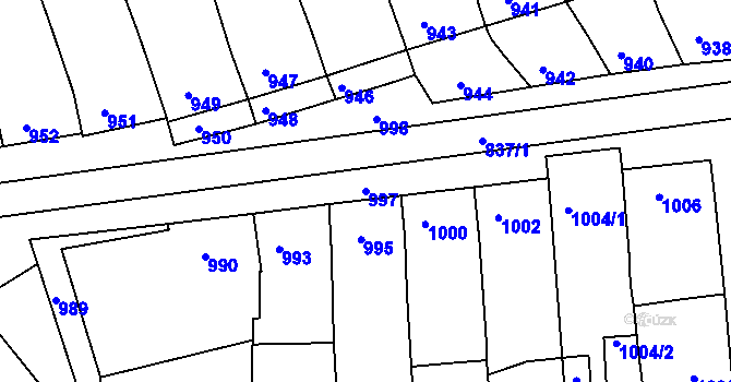 Parcela st. 997 v KÚ Vlčnov, Katastrální mapa