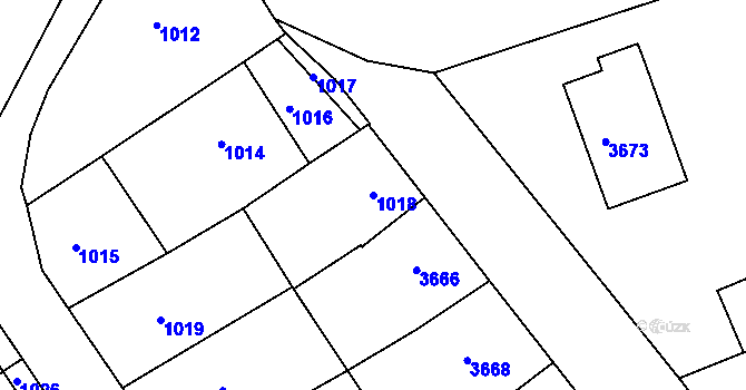 Parcela st. 1018 v KÚ Vlčnov, Katastrální mapa