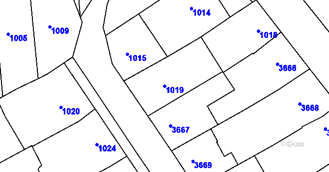 Parcela st. 1019 v KÚ Vlčnov, Katastrální mapa